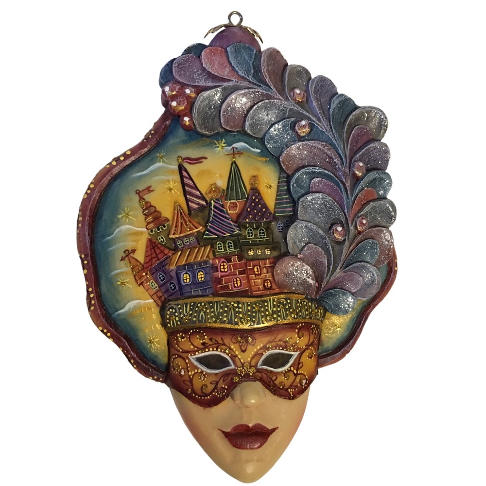 Mystic masquerade face mask xmas ornament G. DeBrekht NWOT